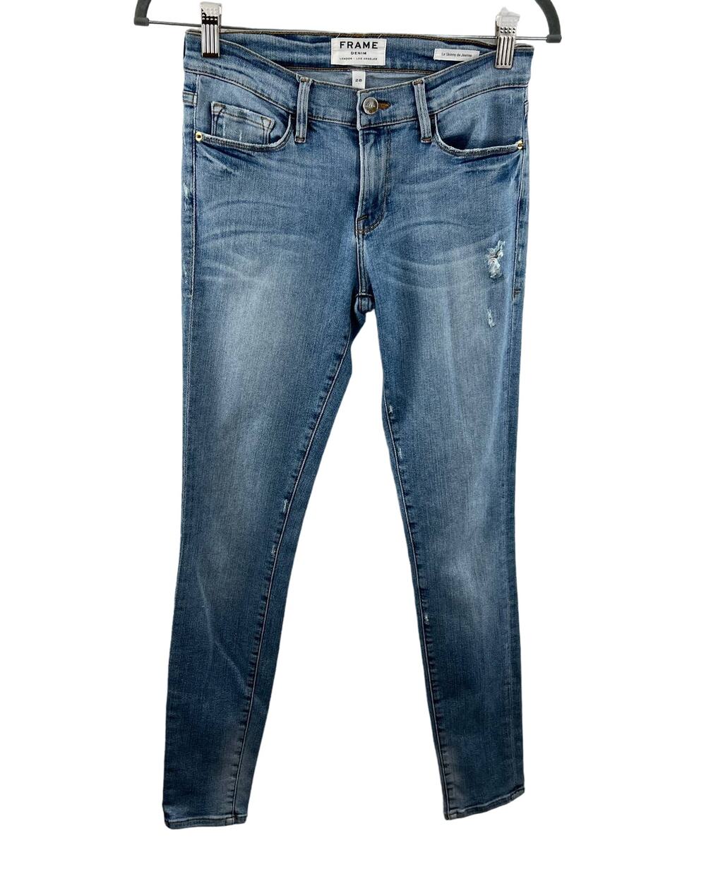 FRAME Denim Le Skinny de Jeanne Rincon Blue Skinny Jeans Mid-Rise Stretch 28